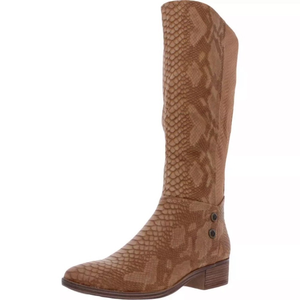 ❌SOLD OUT❌ NIB [Baretraps] Madelyn Brown Snake Print Knee-High Boots Womens - Picture 2 of 7